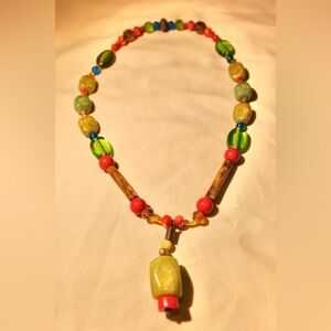Olive inspired bead necklace